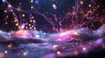 Poster - Abstract Light Burst with Colorful Particles and Energy Flow