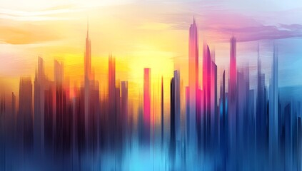 Poster - futuristic cityscape at night with neon lights and cyberpunk atmosphere