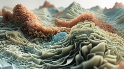 Poster - Abstract landscape background with coral and sand dunes in pastel colors art