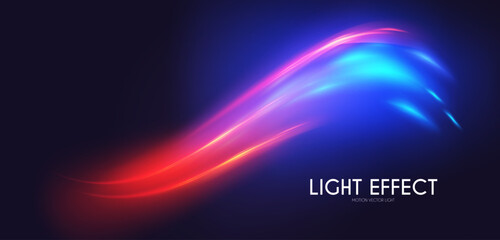 Wall Mural - Abstract motion light effect. Energy power design. Blue and gold, red light