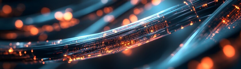 Poster - Abstract design of futuristic glowing strands.