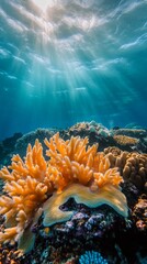 Wall Mural - explore the beauty of underwater coral ecosystems. vibrant coral reefs are essential for marine life