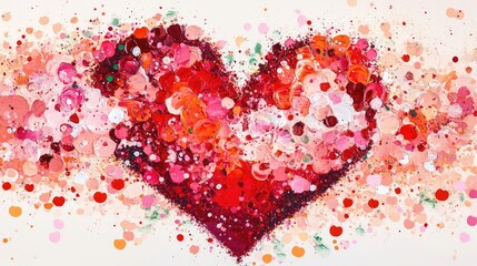 Poster - Bold asymmetrical heart artwork blending vivid reds and soft pinks in a modern abstract composition full of emotion and energy