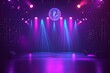 © Iryna - A flat design nightclub has a disco ball situated at the front with a view of the dance floor