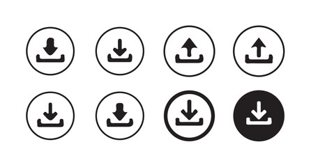 Fototapete - Download icon set. download icon Collection. download sign and symbol.Files download and upload icons symbol in line and flat style on white background.vector illustration eps 10.