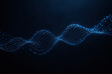 Poster - This illustrates innovation and strategy as a flowing wave glowing cyan dots on a dark textured background symbolizing dynamic growth and efficient communication in a modern business context