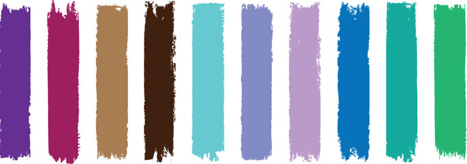 Poster - Colorful hand drawn grunge painted line and rectangle banners collection. Collection of vector paint brush strokes. Set of hand painted chalk brushes. Hand drawn brush stroke textures set