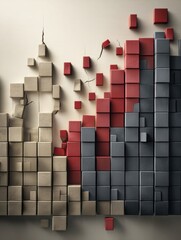 Poster - Economic Concept Visualized as a Fortress Wall Created From Bar Chart Shapes to Represent Growth and Decline in a Creative Manner Generative AI
