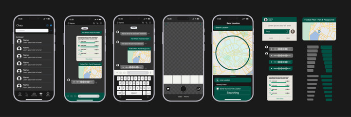 Poster - Realistic Smartphone UI with Messaging App Interface – Chat Bubbles, Voice Messages, Poll Voting, Location Sharing, and Camera Shooting Features