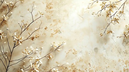Poster - Beige tone fine lace texture with seamless beautiful vintage floral and off white flower abstract pattern background.