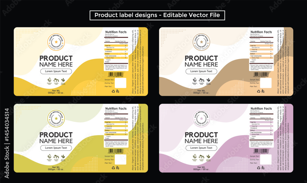 Product label design template, editable vector geometric pattern modern ...