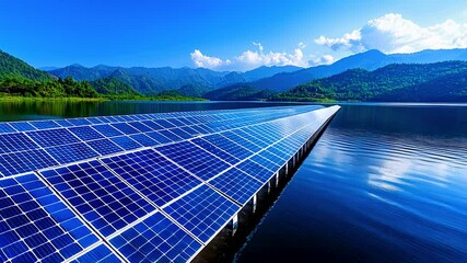 Wall Mural - a solar panel is on the water. the water is blue and the sky is clear