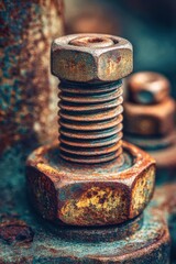 Poster - A rusty bolt is sitting on a rusty metal surface