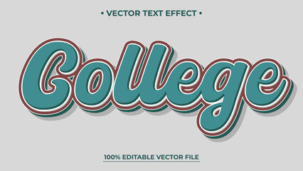 Poster - College editable text effect old Retro Vintage text style