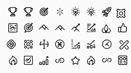 Collection of Line Icons for Achievement Success Growth and Innovation.eps