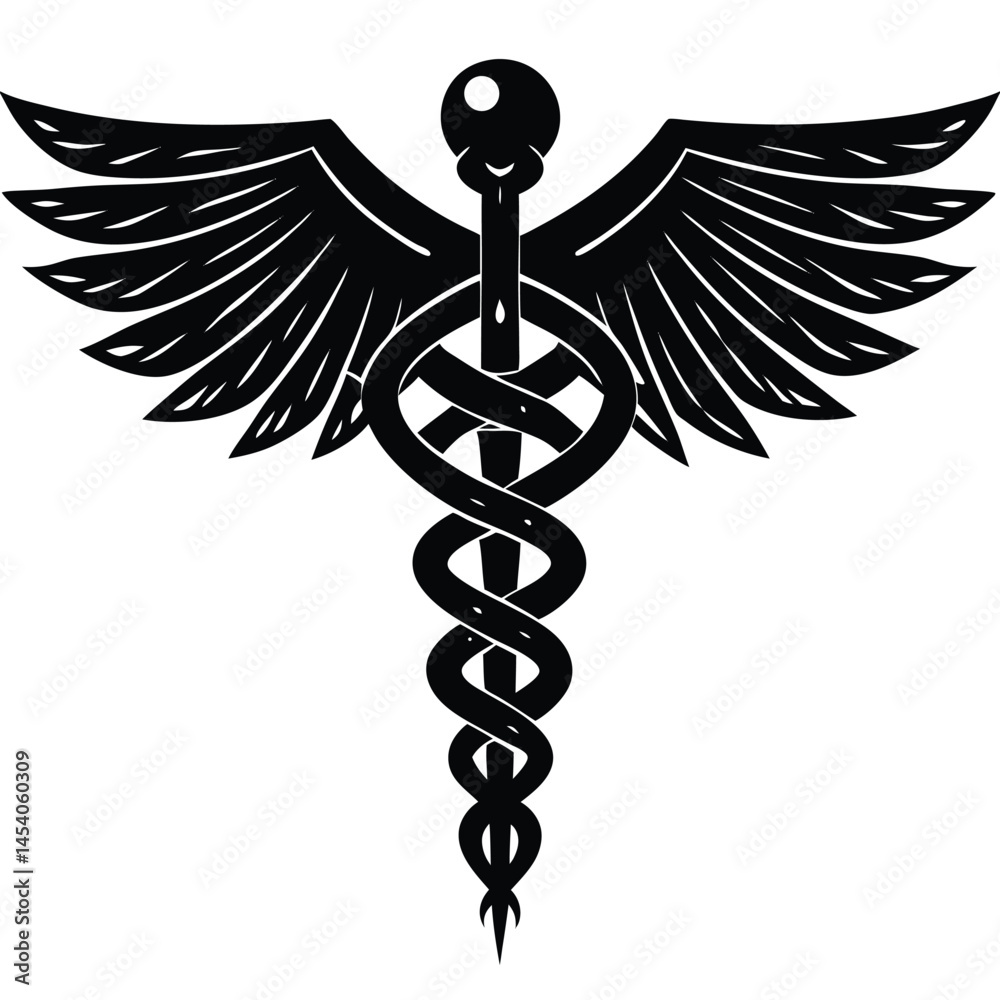 Caduceus Medical Symbol vector Silhouette illustration Caduceus ...
