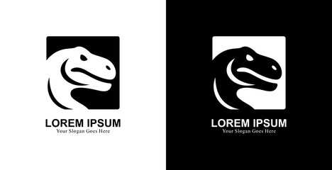 Aufkleber - Dinosaur head logo design combined with square