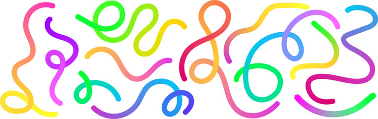 Poster - Set of vector graphic elements. Abstract shapes with smooth wavy lines, bright colors and gradient transitions.