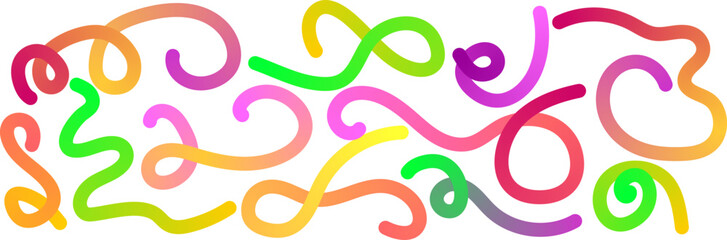 Poster - Set of vector graphic elements. Abstract shapes with smooth wavy lines, bright colors and gradient transitions.