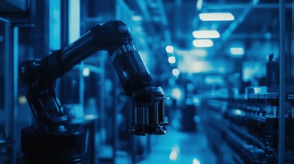 Aufkleber - Automated robotic arm in a modern factory