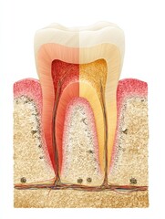 Aufkleber - Cross-section View of Dental Gum Tissue Revealing Implant Integration Within Bone Structure Generative AI