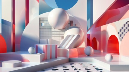 Poster - 3d geometric abstract with depth shadows
