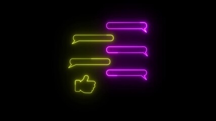Poster - Neon Chat Bubbles With Thumbs Up Icon Animation