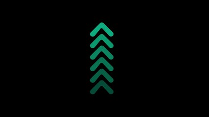 Poster - Green Arrows Upward Animation On Black Background
