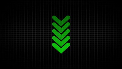 Poster - Green Arrows Moving Down On Black Grid Background
