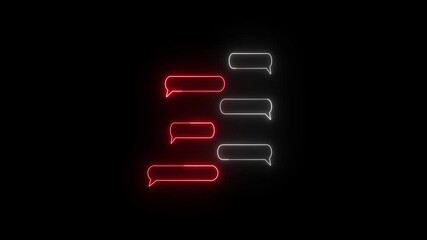 Poster - Glowing Neon Chat Bubbles Animation On Black Background