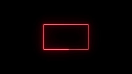 Poster - Red Neon Rectangle Outline Animation On Black Background