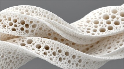 Poster - Abstract white porous material with a unique texture and organic flowing shapes.