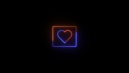 Poster - Neon Heart In Square Frame Animation