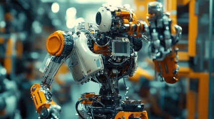 Leinwandbilder - Advanced industrial robot in a factory setting