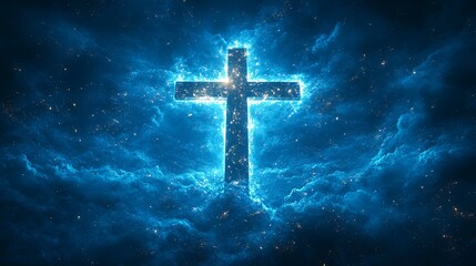 Wall Mural - Nebula Cross Symbol in Space