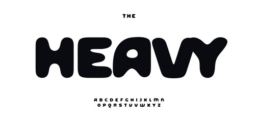 Poster - Rounded bubble alphabet, chunky playful letters, bold soft font for cheerful brand identity, fun headline, toyish typography, youthful typographic design. Vector typeset.