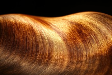Poster - Abstract image of a wavy, dark golden surface with visible wood grain texture.