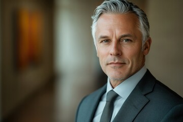 Poster - Portrait of a confident, mature businessman in a suit, exuding professionalism and success.