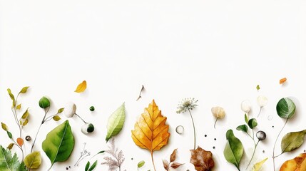 Poster - Elegant leaf illustrations using watercolor technique with a light, airy composition