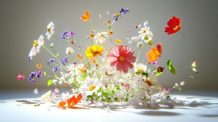 Poster - Light passing through thin, colorful petals creating a soft, magical floral arrangement
