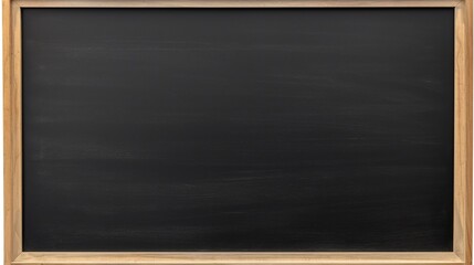 blank, dark chalkboard in a light wooden frame