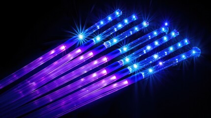 Poster - Glowing fiber optic cables in blue and purple colors