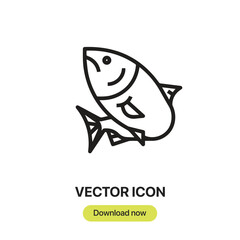 Fototapete - Fish icon vector. Linear-style sign for mobile concept and web design. Fish symbol illustration. Pixel vector graphics - Vector.	