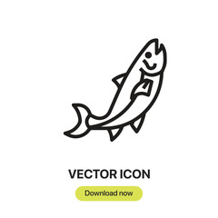 Fototapete - Salmon icon vector. Linear-style sign for mobile concept and web design. Salmon symbol illustration. Pixel vector graphics - Vector.	