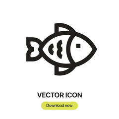 Fototapete - Fish icon vector. Linear-style sign for mobile concept and web design. Fish symbol illustration. Pixel vector graphics - Vector.	