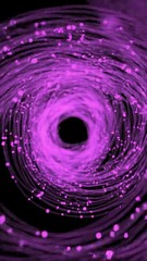 Wall Mural - Purple Particles Swirl on Black Background. Abstract Motion