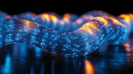 Wall Mural - Captivating Neon Wave with Digital Patterns Illuminating a Sleek Surface.