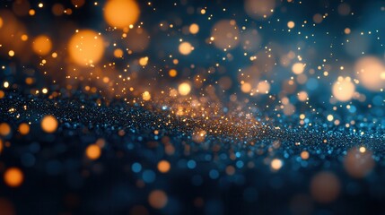 Abstract bokeh background with golden and blue lights