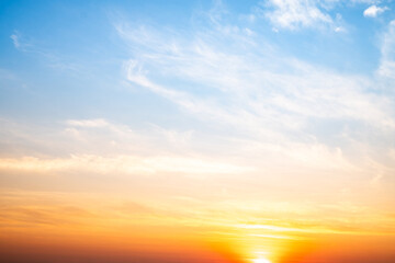 Wall Mural - beautiful , luxury soft gradient orange gold clouds and sunlight on the blue sky perfect for the bac