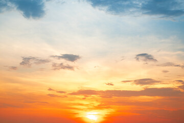 Wall Mural - beautiful , luxury soft gradient orange gold clouds and sunlight on the blue sky perfect for the bac